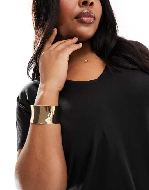 Wide gold hot sale cuff bracelet