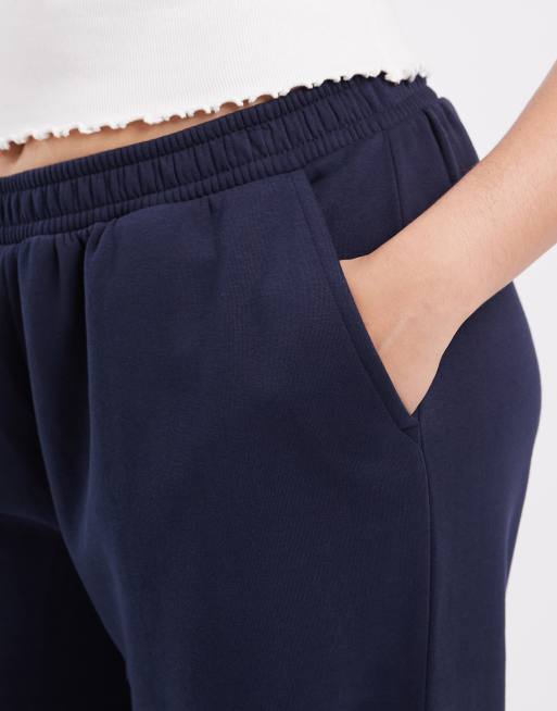 ASOS DESIGN Curve wide leg brushback jogger in navy, 5 of 5