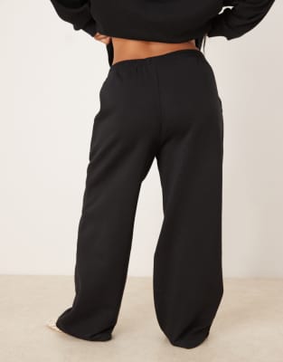 Asos Curve Asos Design Curve Wide Leg Brushback Sweatpants In Black