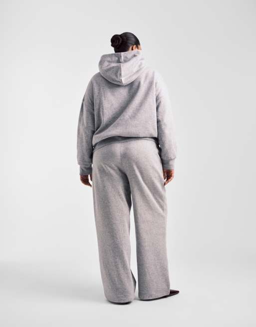 ASOS DESIGN Curve wide leg brushback sweatpants in gray heather