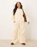 [ASOS Curve] ASOS DESIGN Curve wide leg brushback trackies in buttemilk-Yellow XL Buttermilk