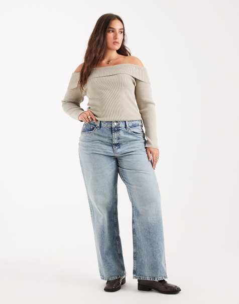 ASOS DESIGN Curve wide leg dad jean in light vintage wash Circular Design Collection