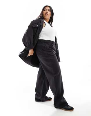 ASOS Curve ASOS DESIGN Curve wide leg dad jeans in black