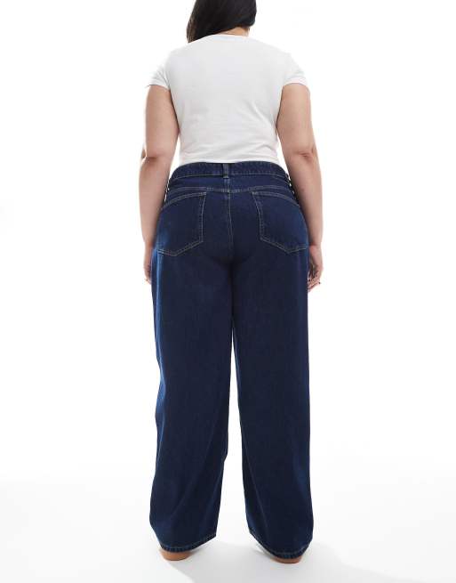 ASOS DESIGN Curve wide leg dad jeans in rinse, 2 of 5