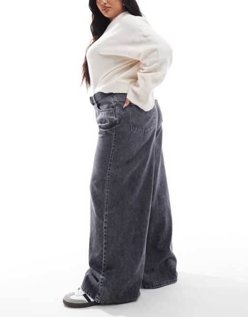 ASOS DESIGN Curve wide leg jean in grey - GREY, 3 of 5