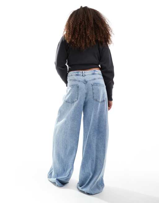 ASOS DESIGN Curve wide leg jean in light blue - LBLUE, 5 of 5