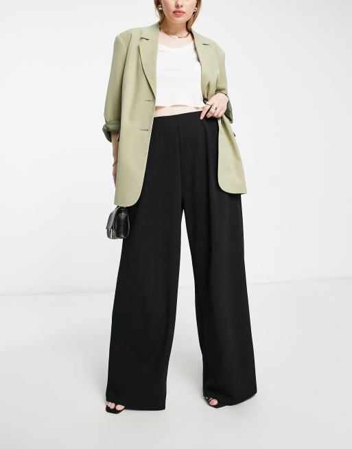 asos black wide leg trousers