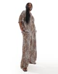 [ASOS Curve] ASOS DESIGN Curve wide leg pants in animal print (part of a set)-Multi 24 animal print