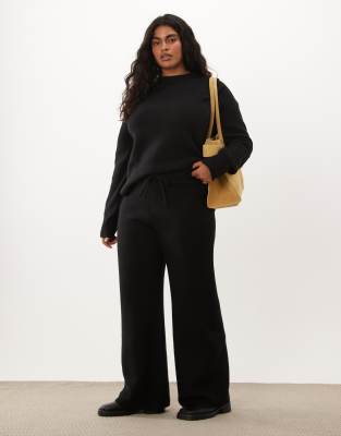 ASOS DESIGN Curve wide leg pants in black