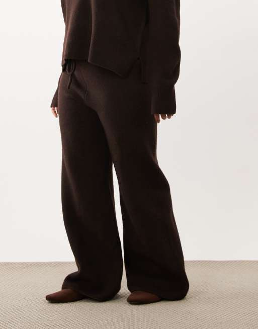 ASOS DESIGN Curve wide leg pants in chocolate (Part of a set), 3 of 5