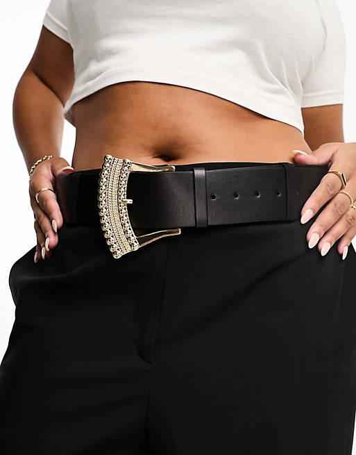 ASOS DESIGN CURVE wide waist belt with decorative buckle