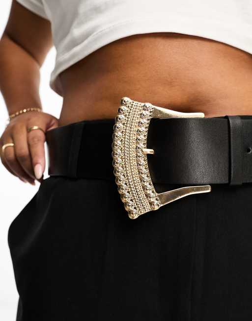 ASOS DESIGN Curve wide waist belt with decorative buckle