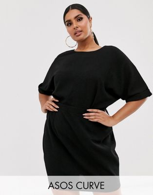 ASOS DESIGN Curve wiggle mini dress in black | ASOS
