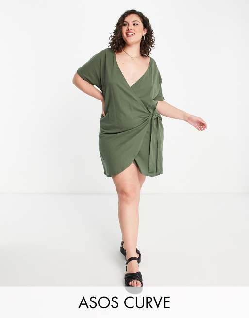 ASOS DESIGN Curve - Wikkeljurk in groen