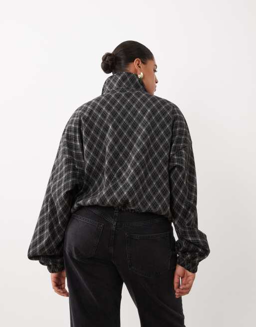ASOS DESIGN Curve windjack met halve rits en argyle ruit, 3 van 4