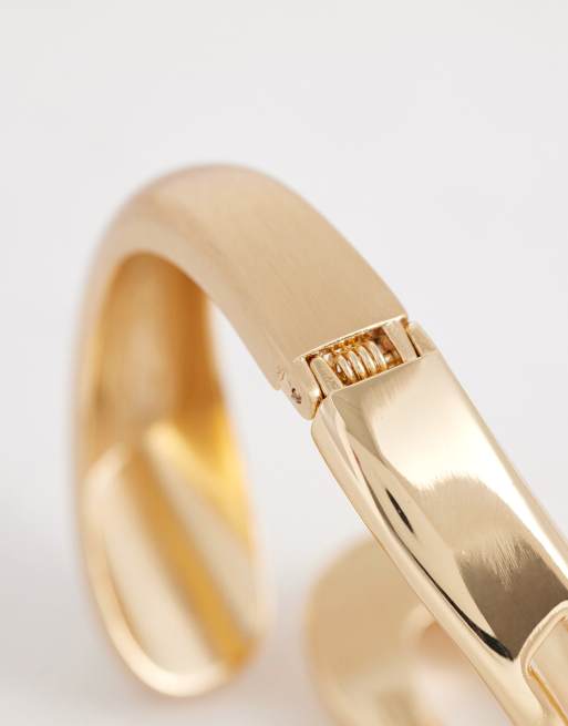 ASOS DESIGN Curve wrap around cuff bracelet with brushed gold tone detail, 3 of 3