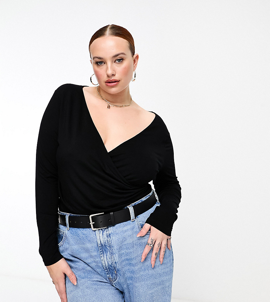Tops by ASOS Curve It%27s a yes from us Plain design V-neck Long sleeves Regular fit