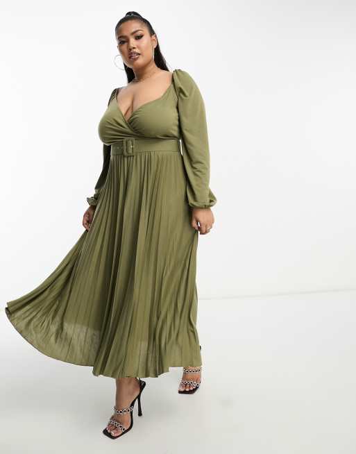 Asos pleated skirt midi dress best sale