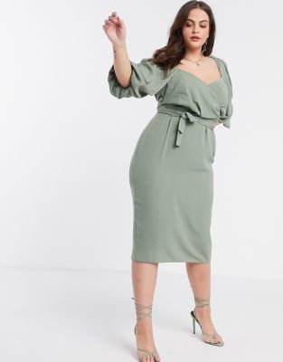 curve midi dress with sleeves