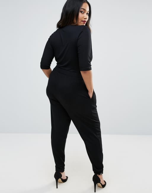 ASOS DESIGN curve wrap jumpsuit with 3/4 sleeve, 2 of 4