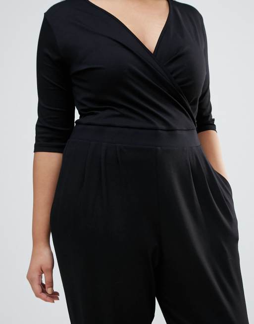 ASOS DESIGN curve wrap jumpsuit with 3/4 sleeve, 3 of 4