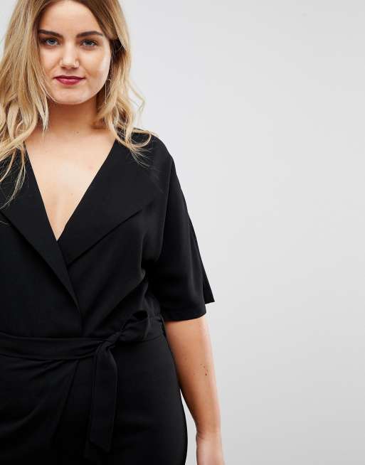 Asos design wrap jumpsuit with self belt on sale