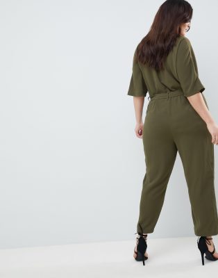 asos design wrap jumpsuit with self belt
