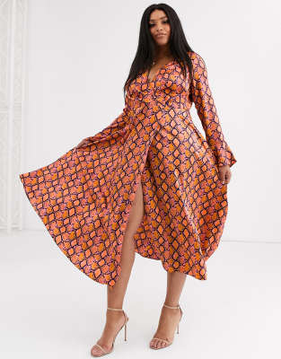 orange snake print maxi dress