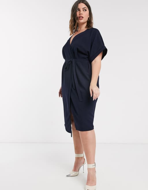 Asos navy wrap store dress