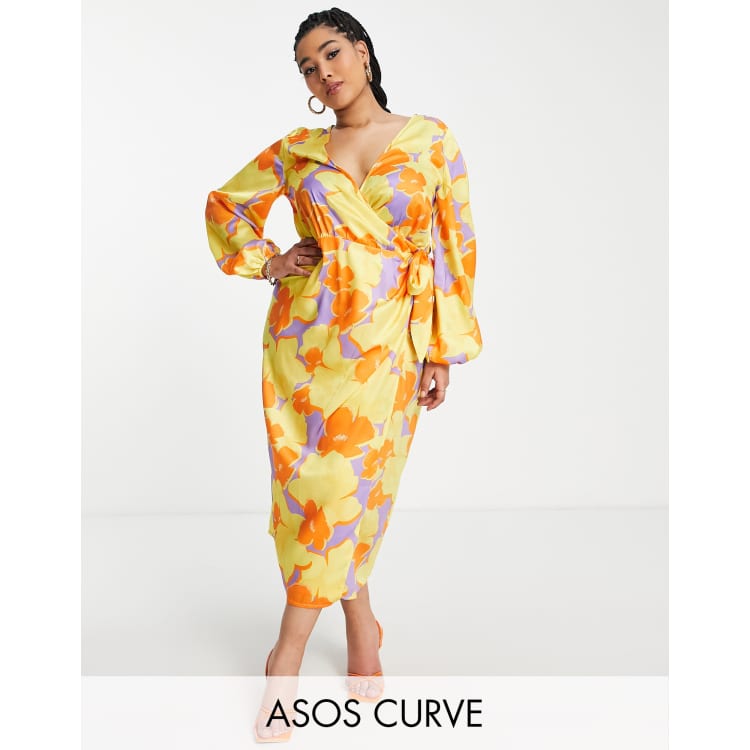 Asos curve yellow dress on sale