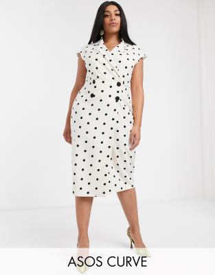 spot wrap midi dress