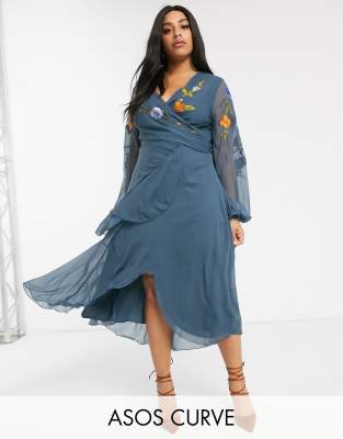 asos curve embroidered dress