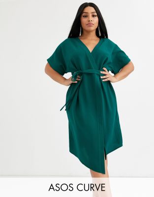 curve wrap midi dress