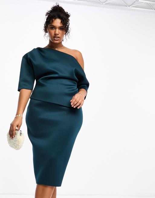 forest green pencil dress Tessita Cotton High-neck Dress Odeli Forest Green Pencil Dress Women Knit