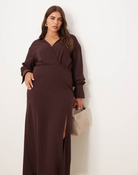 chinese dress ladies Brown Shirt Dress – BLANK