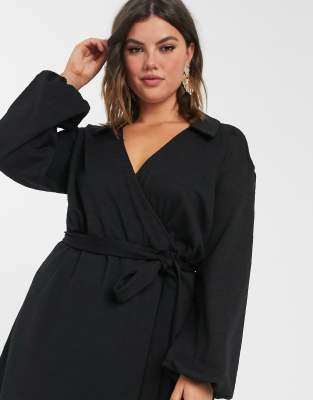 asos white wrap textured smock dress