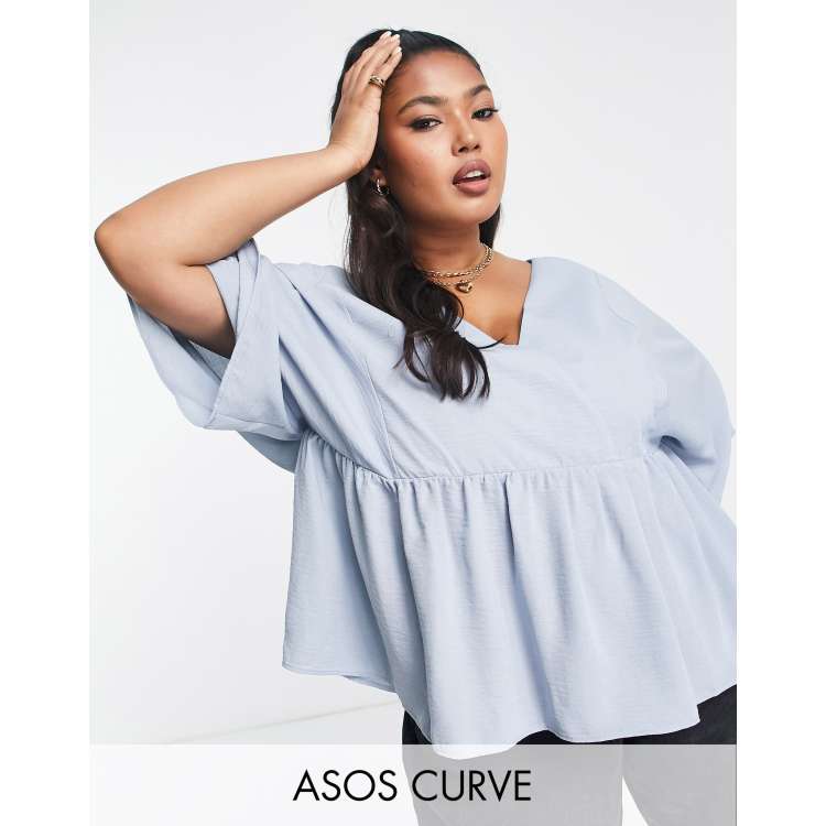 Plus Angel Sleeve Peplum Blouse