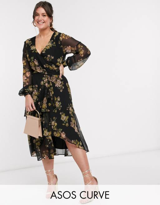 Asos plus 2024 size wrap dress