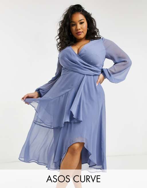 curve wrap midi dress