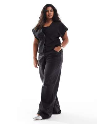 Asos Design Curve Wrap Waistcoat In Black