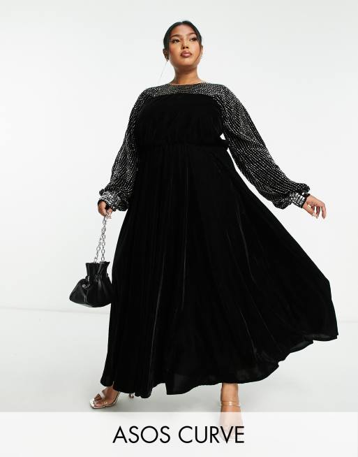 Black velvet cheap designer dresses