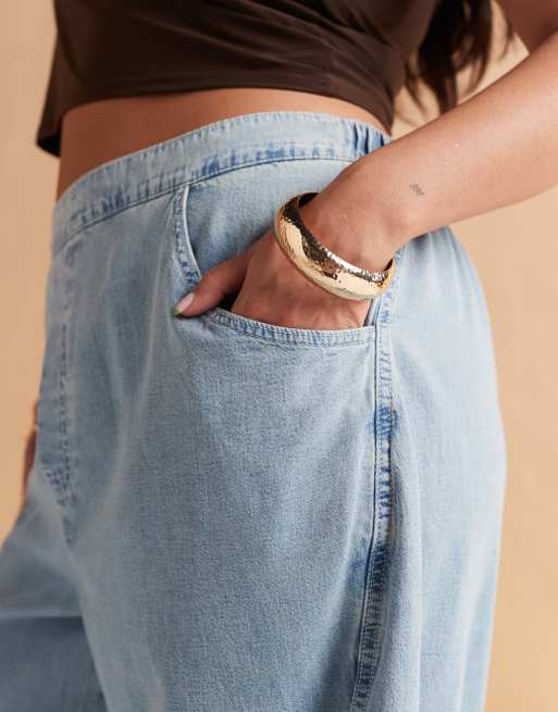 ASOS DESIGN Curve - Zachte harem jeans in middenblauw, 4 van 5