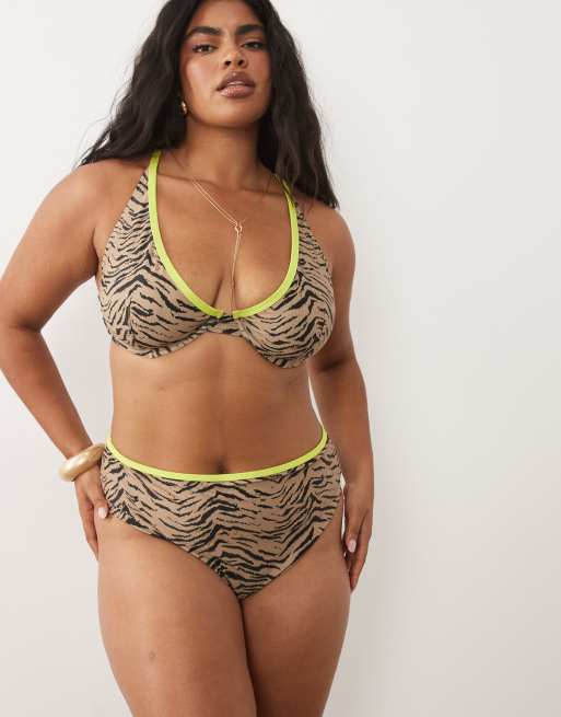 ASOS DESIGN Curve – Zaria – Bikini w paski zebry z kontrastowymi wstawkami, 3 z 3