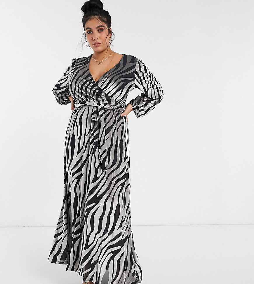 ASOS DESIGN Curve – Zebramönstrad maxiklänning i sammet-Flerfärgad
