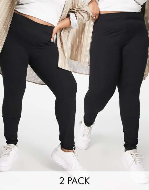 ASOS DESIGN Curve – Zestaw 2 par czarnych legginsów - view 1