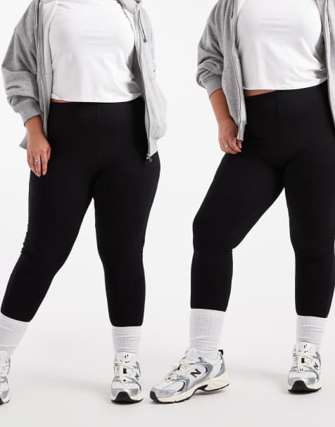 ASOS DESIGN Curve – Zestaw 2 par czarnych legginsów - view 1