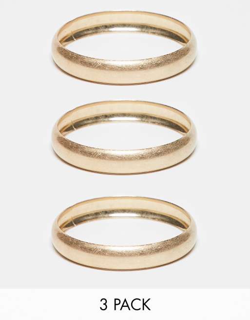 ASOS DESIGN Curve – Zestaw 3 bransoletek w odcieniu szczotkowanego złota
