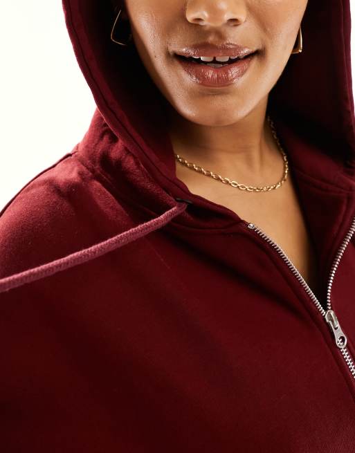 Womens burgundy 2024 zip up hoodie