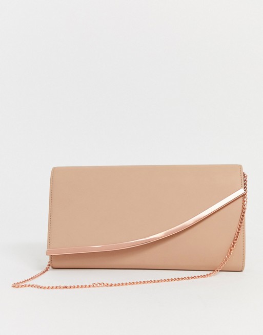 ASOS DESIGN curved bar clutch bag with detachable chain strap