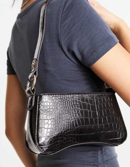 ASOS DESIGN croc effect 90s shoulder bag, ASOS